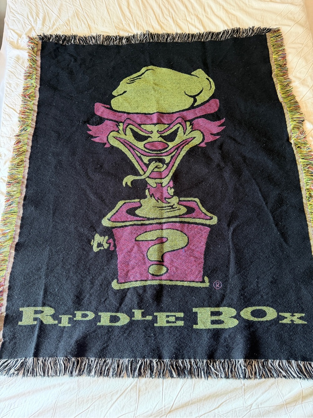 RARE Vintage ICP Insane Clown Posse Riddle Box Woven Tapestry Blanket black
